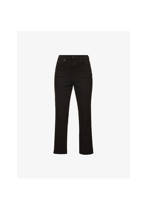 Womens Good American Good Curve Straight-Leg Mid-Rise Stretch-Denim Jeans