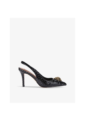 Womens Kurt Geiger London Belgravia Eagle-Embellished Heeled Patent-Leather Slingbacks