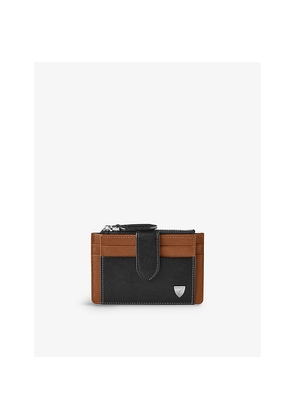 Womens Aspinal Of London Logo-Embossed Zipped Leather Coin and Card Holder