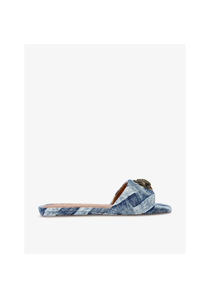 Womens Kurt Geiger London Kensington Eagle-Head Denim Sandals