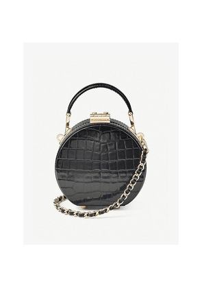 Womens Aspinal Of London Hat Box Mini Croc-Embossed Leather Cross-Body Bag