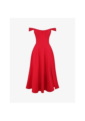 Womens House of CB Saira Floral-Print Cotton-Blend Midi Dress