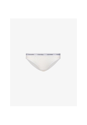 Womens Calvin Klein Modern Logo-Embroidered Stretch-Lace Briefs