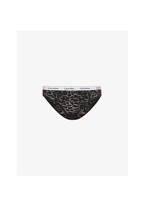 Womens Calvin Klein Modern Logo-Embroidered Stretch-Lace Briefs