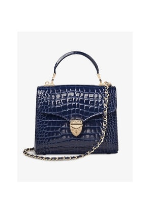 Womens Aspinal Of London Mayfair Midi Croc-Embossed Leather Cross-Body Bag