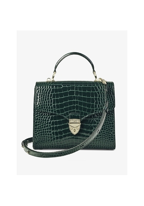 Womens Aspinal Of London Mayfair Large Croc-Embossed Leather Top-Handle Bag