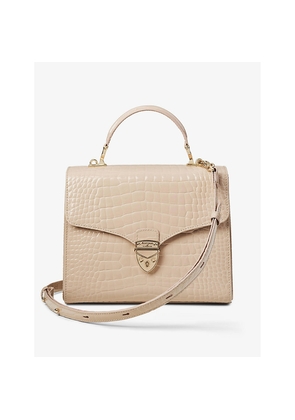 Womens Aspinal Of London Mayfair Large Croc-Embossed Leather Top-Handle Bag