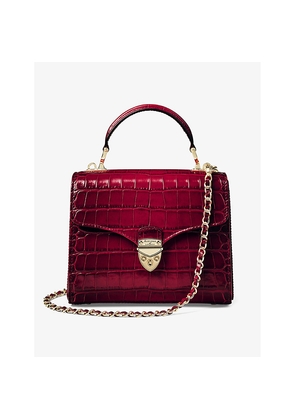 Womens Aspinal Of London Mayfair Midi Crocodile-Embossed Leather Top-Handle Bag