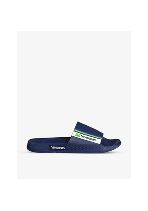 Womens Havaianas Basil Flag-Print Rubber Sliders