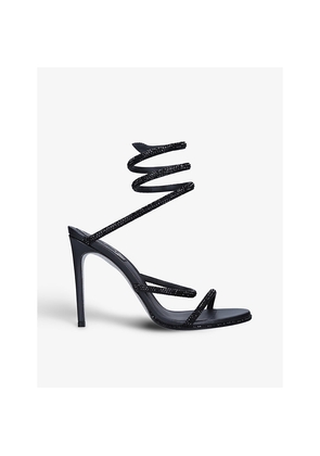 Womens Rene Caovilla Cleo Crystal-Embellished Leather Heeled Sandals