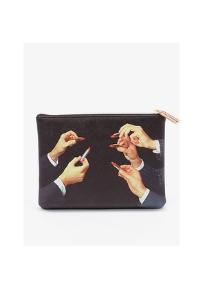 Seletti Wears Toilerpaper Lipstick-Print Canvas Cosmetic Case 20.8cm x 15.4cm