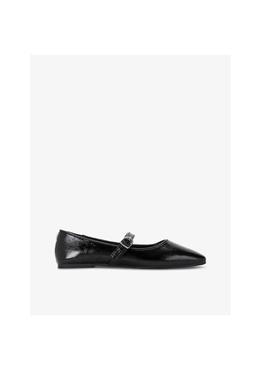 Womens KG Kurt Geiger Nina Square-Toe Patent-Leather Ballet Flats