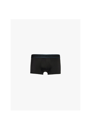 Mens Calvin Klein Logo-Waistband Microfibre-Stretch Trunks