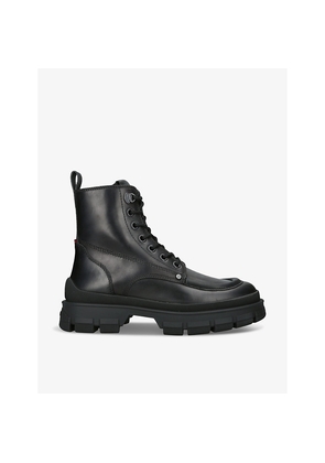 Mens Moncler Hevea City Debossed-Branding Leather Ankle Boots