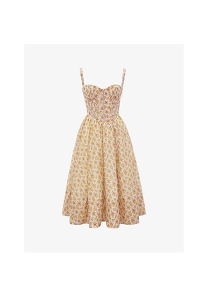 Womens House of CB Kelly Floral-Print Corset Midi Dress