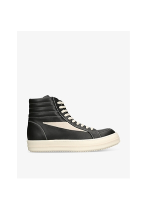 Mens Rick Owens Vintage Contrast-Stitch Leather High-Top Trainers