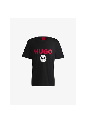 Mens Hugo Crewneck Graphic-Print Cotton-Jersey T-Shirt