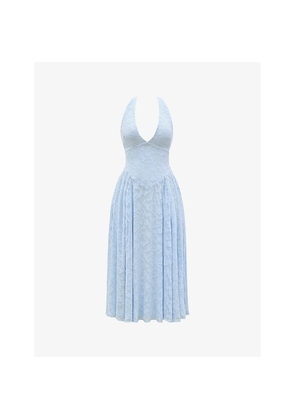 Womens House of CB Arietta Halter-Neck Jacquard Woven Midi Dress