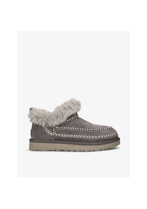 Womens UGG Classic Ultra Mini Alpine Logo-Patch Suede Ankle Boots