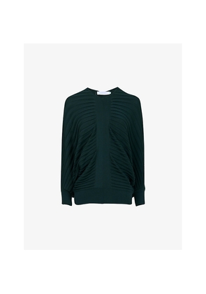 Womens Leem Batwing-Sleeve Regular-Fit Textured Knitted Top