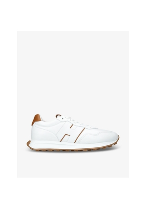 Mens Hogan Allacciato H Brand-Embroidered Leather Low-Top Trainers