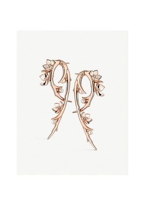 Shaun Leane Cherry Blossom Hook Pearl, Diamond and Rose-Gold Vermeil Earrings