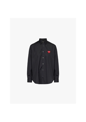 Womens Comme Des Garcons Play Heart-Embroidered Long-Sleeve Cotton Shirt