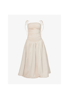 Womens Amy Lynn Alexa Puffed-Hem Stretch-Woven Midi Dress