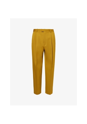 Mens Bottega Veneta Pleated Unhemmed Straight-Leg Regular-Fit Wool Trousers