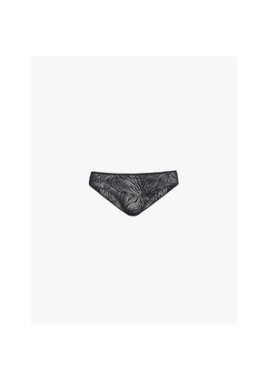 Womens Calvin Klein Sheer Marquisette Bikini Mid-Rise Lace Briefs