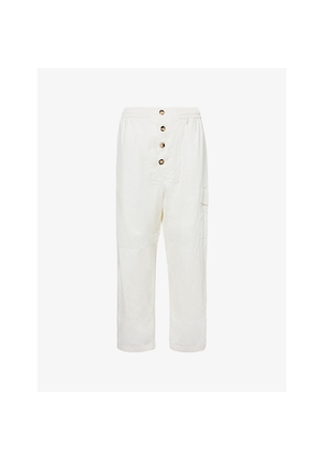 Mens Bottega Veneta Drawstring-Waistband Flap-Pocket Straight-Leg Relaxed-Fit Cotton Trousers
