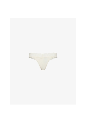 Womens Calvin Klein Attraction Lace-Waistband Stretch-Woven Thong