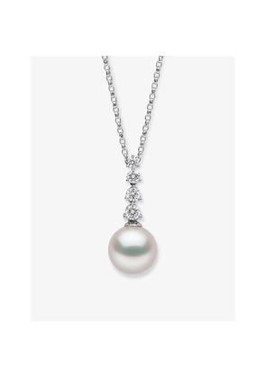 Womens Yoko London Diamond Classic 18ct White-Gold, Akoya-Pearl and 0.22ct Descending-Diamond Necklace