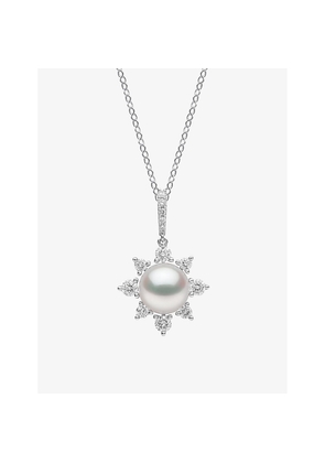Womens Yoko London Trend 18ct White-Gold, Freshwater-Pearl and 0.30ct Diamond Pendant Necklace
