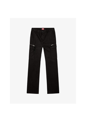 Mens Diesel P-Ye Faded Straight-Leg Cargo Denim Trousers