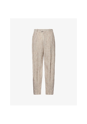 Mens Bottega Veneta Stripe-Pattern Straight-Leg Regular-Fit Woven Trousers