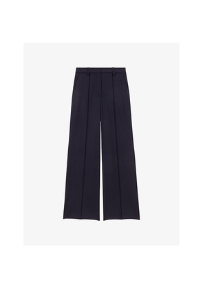 Womens Maje Pin-Tuck Pleat Straight-Leg Woven Trousers