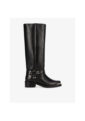 Womens The Kooples Strap-Embellished Leather Knee-High Boots