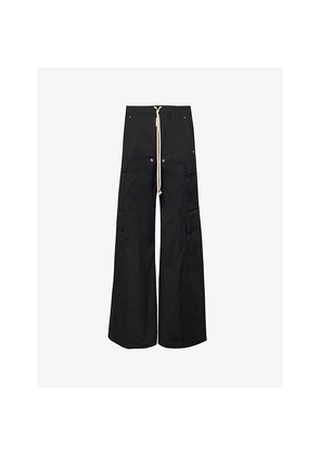 Mens Rick Owens Cargobelas Multi-Pockets Wide-Leg Relaxed-Fit Stretch-Cotton Trousers