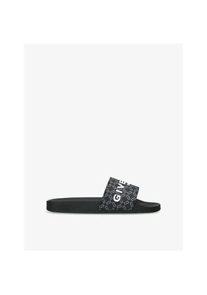 Mens Givenchy Monogram-Pattern Rubber Slides