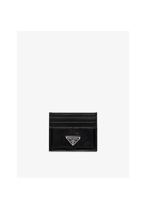 Mens Prada Enamelled-Logo Leather Card Holder