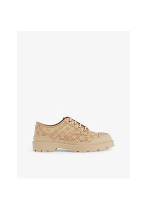 Mens Gucci Brand-Trim Canvas Brogues