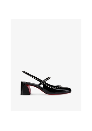 Womens Christian Louboutin Janispikes 55 Patent-Leather Heeled Courts