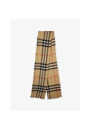 Womens Burberry Check-Print Lightweight Wool and Silk Scarf