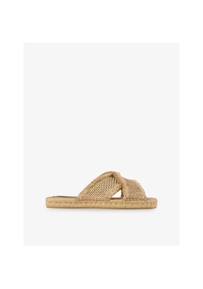 Womens Jimmy Choo Aciel Flat Woven Raffia Sandals