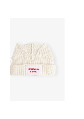Mens Charles Jeffrey Loverboy Chunky Ear Logo-Patch Knitted Beanie