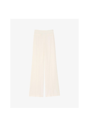 Womens Sandro Sequin-Embellished Straight-Leg Woven Trousers