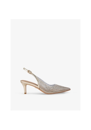 Womens Carvela Lovebird Rhinestone-Embellished Vinyl Slingback Courts