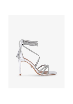 Womens Carvela Paparazzi Tie Crystal-Embellished Metallic Faux-Leather Heels