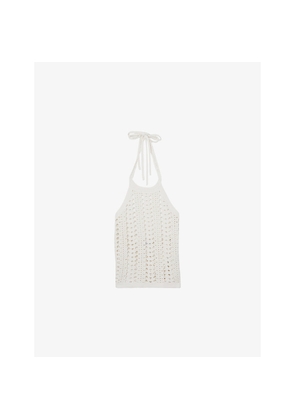 Womens Reiss Cally Crochet-Knit Cotton Top